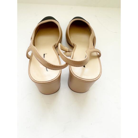 NWOB Ann Taylor Leather Slingback Block Heels in Desert Sand 9.5M - Picture 3 of 5